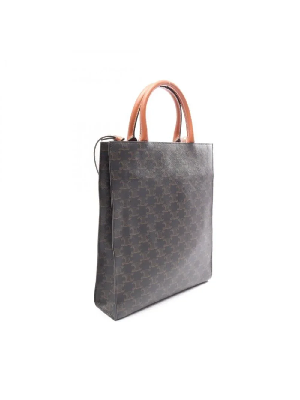 Celine Tote Small Vertical Cover Triomphe 2-Way Brown Canvas Leather